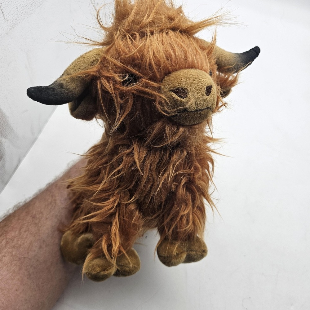 Highland Cow Plush Stuffed‎ Animal Toy Small Brown Long Hair Soft Cute Furry